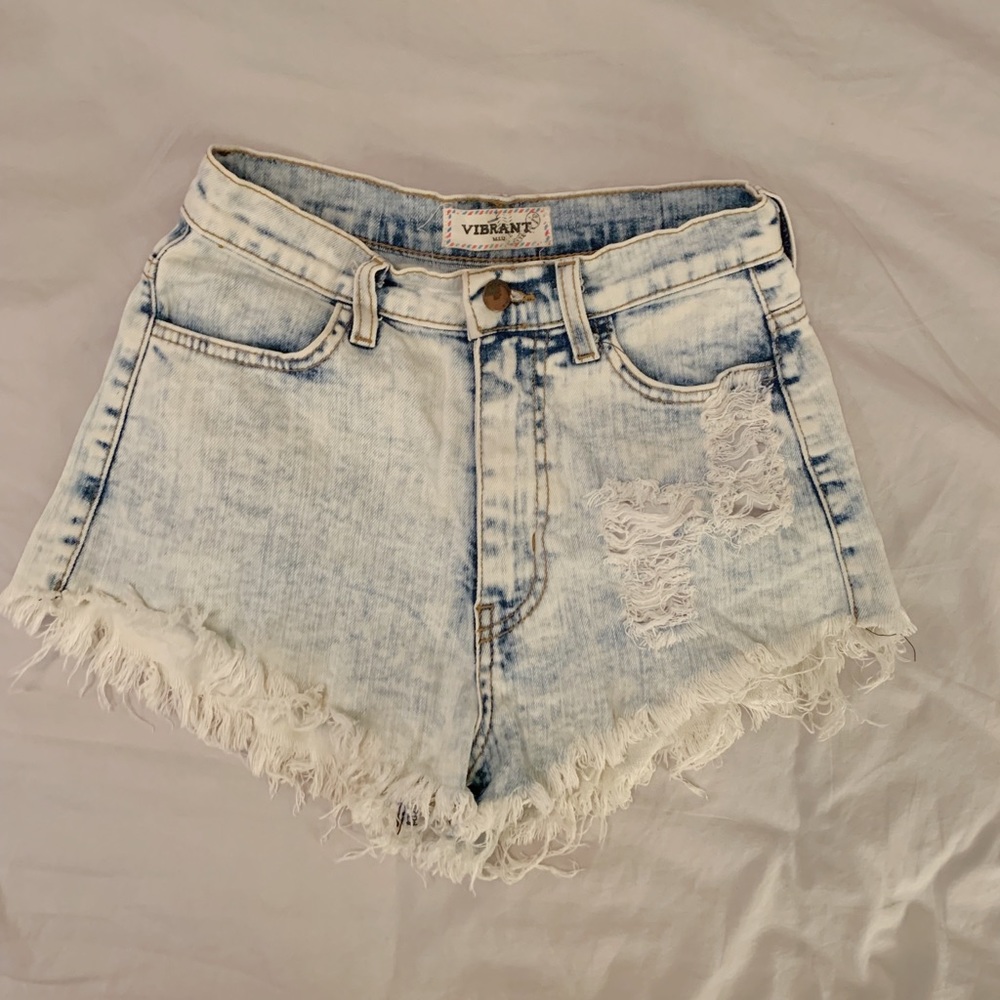 Acid Wash Distressed Denim Shorts